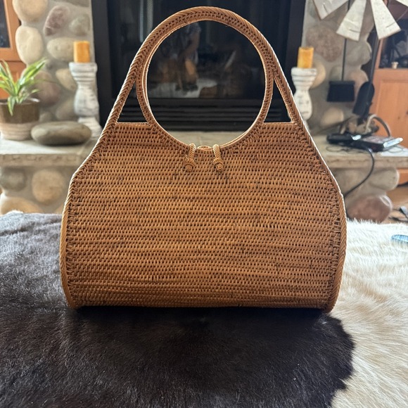 Rattan Bag Hand Woven In Kauai Hawaii Vintage New Never Used Made In Hawaii - Picture 3 of 12